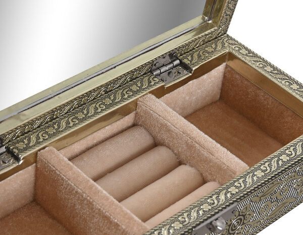 BOÎTE BIJOUX BOIS ALUMINIUM 22,5X10X6,5 CHAMPAGNE-JO-215163