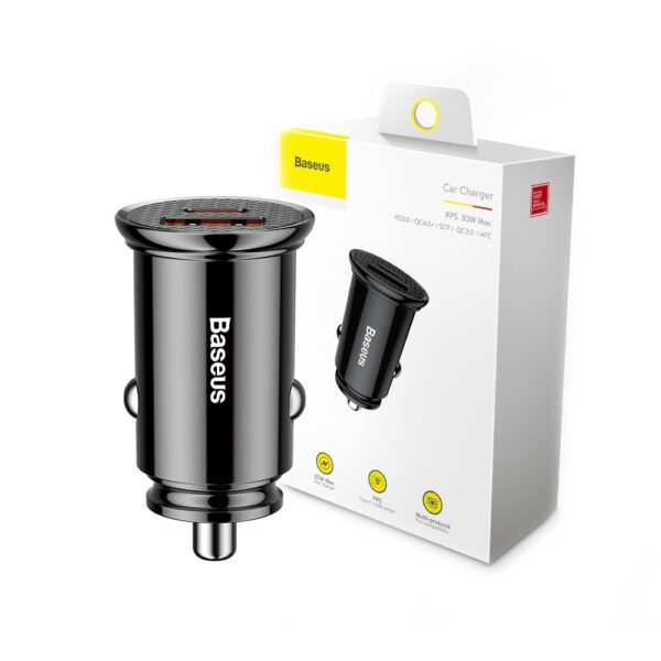 Baseus 30W Chargeur de voiture circulaire Noir -CCALL-YS01