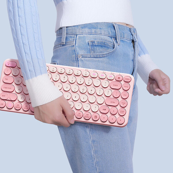 Baseus Clavier K01A Clavier sans fil tri-mode rose pâle