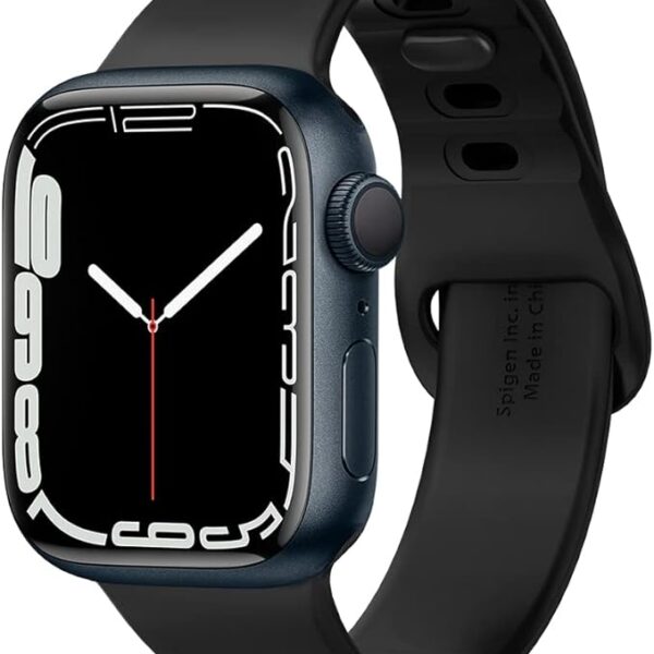 Spigen Silicone Fit Bracelet Compatible avec Apple Watch Ultra 2/1 49mm, Series 10 46mm, Series 9/8/7/6/5/4/SE 45mm, 44mm - Noir