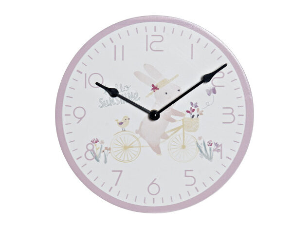 HORLOGE MDF PVC 24X3,5X24 LAPIN ROSE LD-173252
