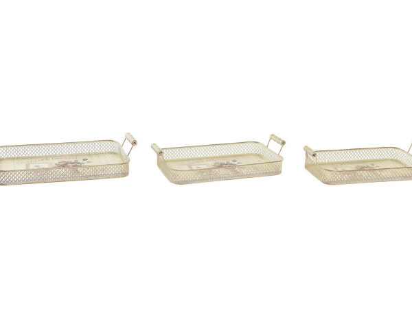 PLATEAU SET 3 METAL 40X21X8 ROSE LD-194562