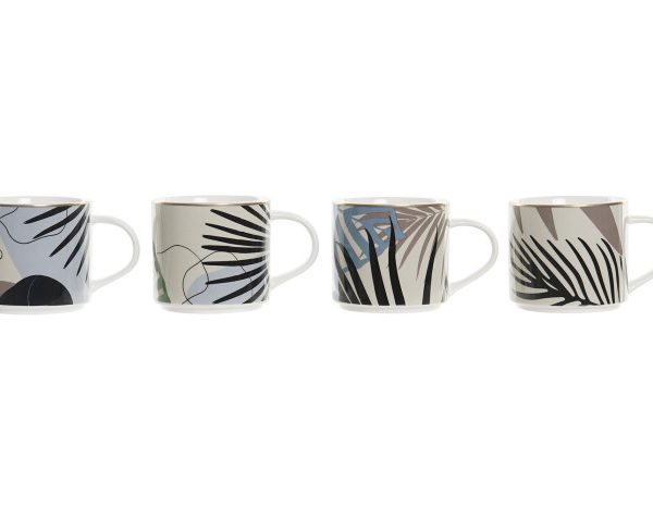 MUG PORCELAINE 14X9,5X9 350ML FEUILLES 4 MOD - PC-194976