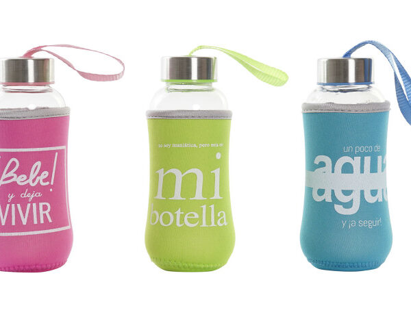 BOUTEILLE VERRE 6,5X6,5X16,5 300ML PHRASE 3 MOD PC-194992