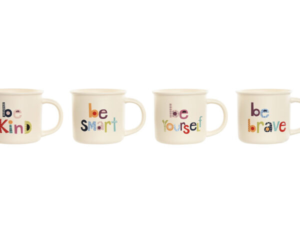 MUG PORCELAINE NEW BONE 12,5X9,5X9 360ML, 4 MOD. PC-212594