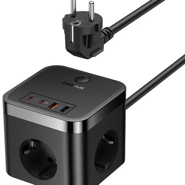 Baseus Chargeur mural Power Combo 3AC+2U+2C 30W, 1,5m -Noir- E00066400117-00