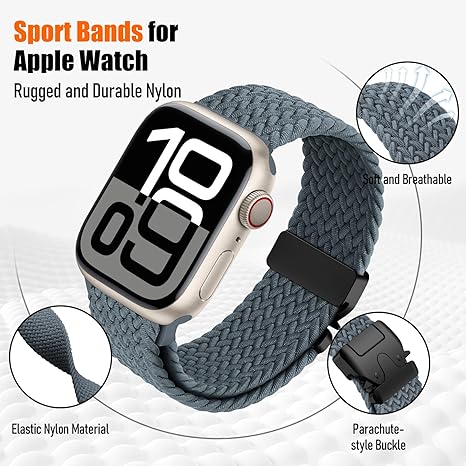 Bracelet tressé Solo Loop pour Apple Watch Ultra/2 49,46,45,44,42mm homme/femme,  bracelet sport en nylon élastique extensible pour iWatch Series