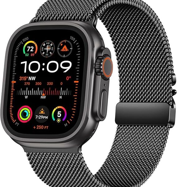 Bracelet de montre en maille, acier inoxydable,  pour Apple Watch 42/44/45/46/49 mm