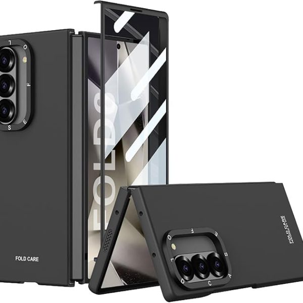 Givrée Coque pour Samsung Galaxy Z Fold 6, Verre Trempé Écran Caméra Protection Housse, Mince Léger Anti-Empreintes Antichoc Robuste Étui